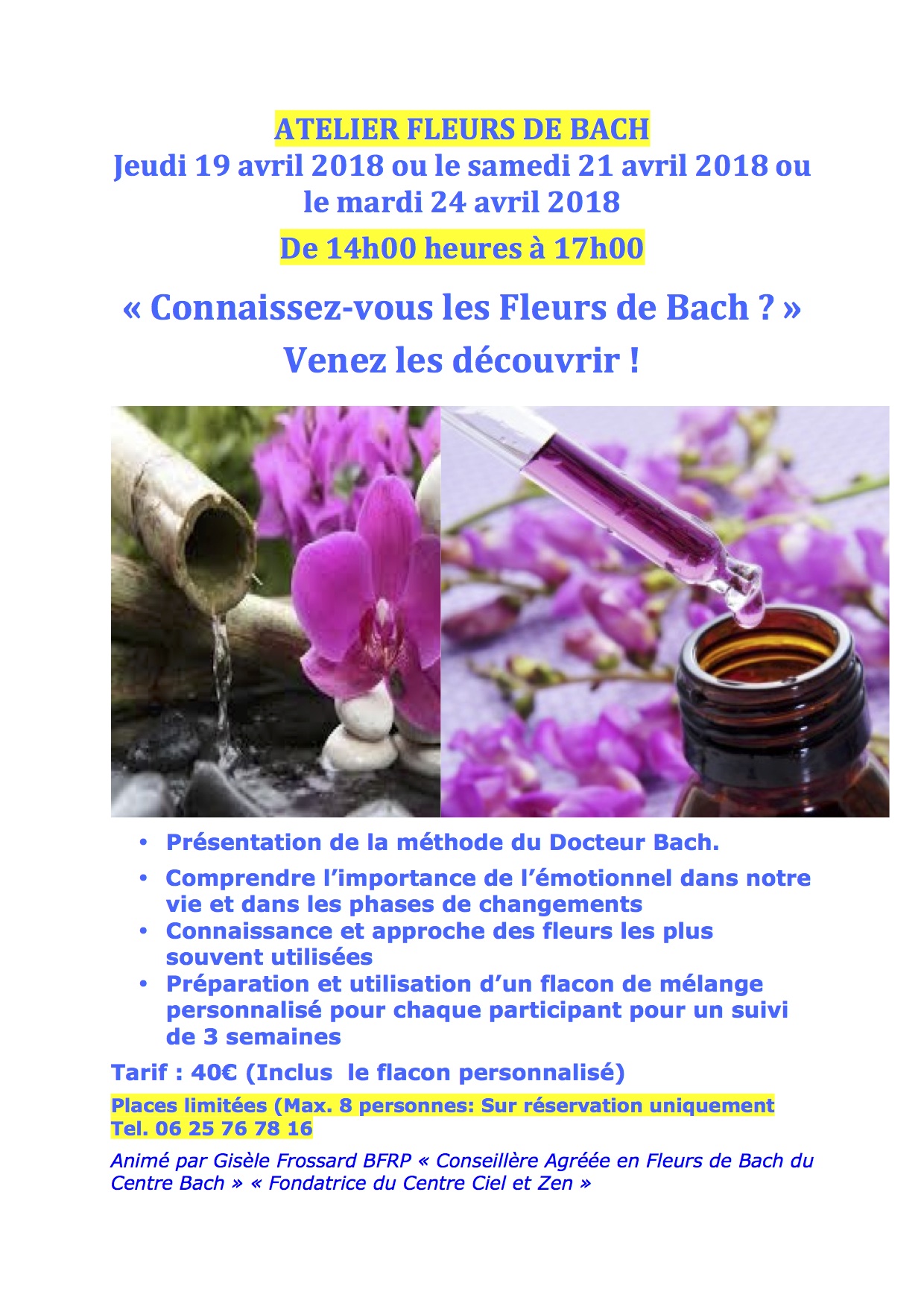 Atelier Fleurs de Bach 19 21 et 24 avril