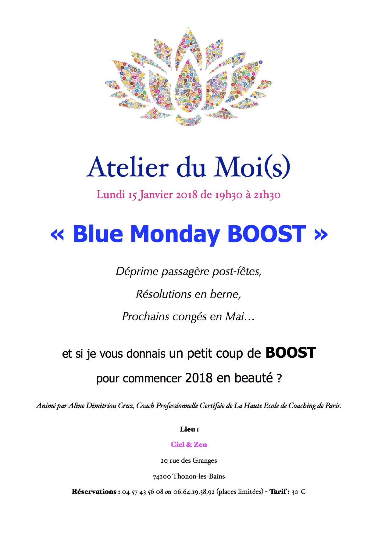Atelier du Mois Blue Monday 15 Janvier