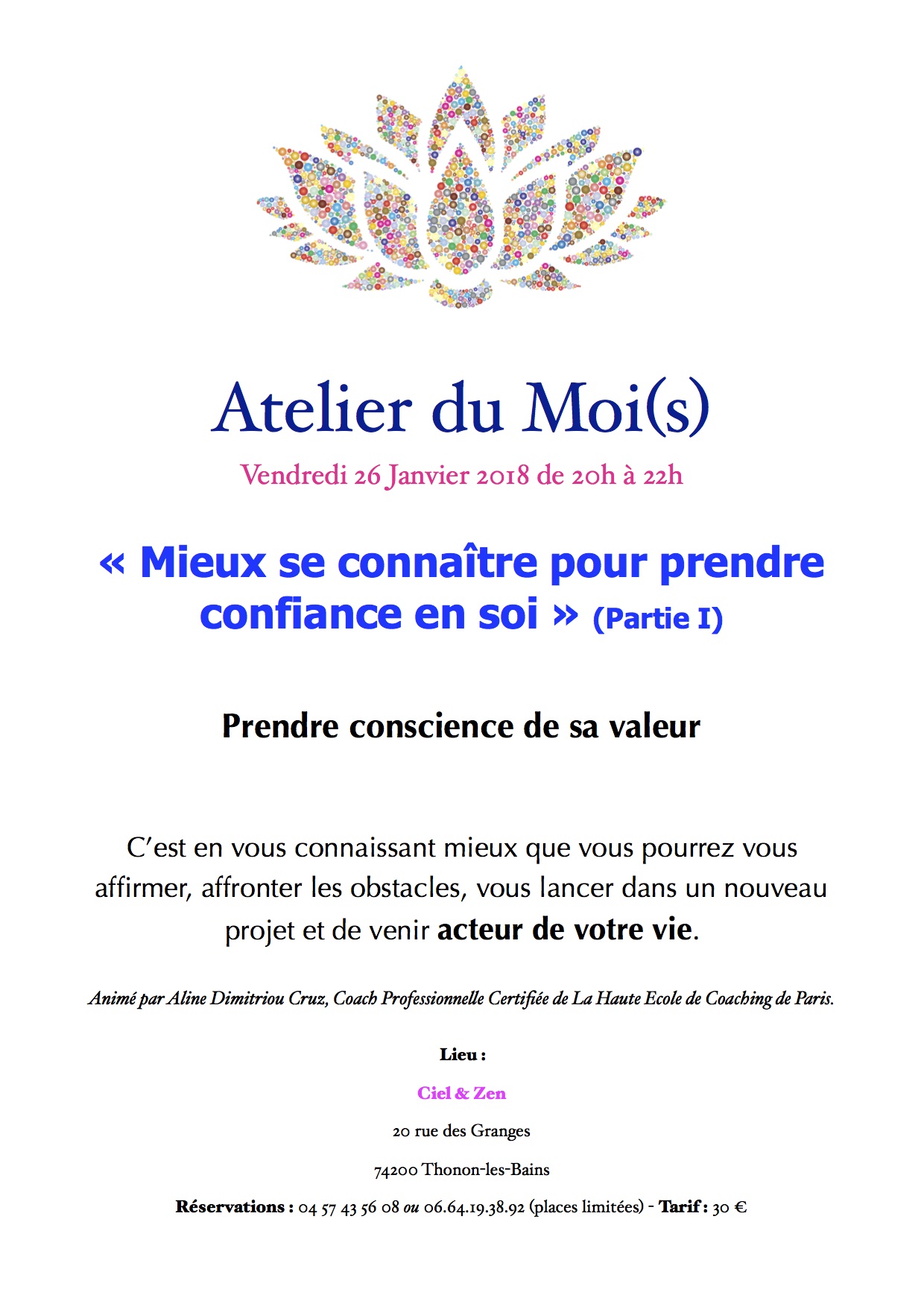 Atelier du Mois confiance Partie I 26 Janvier