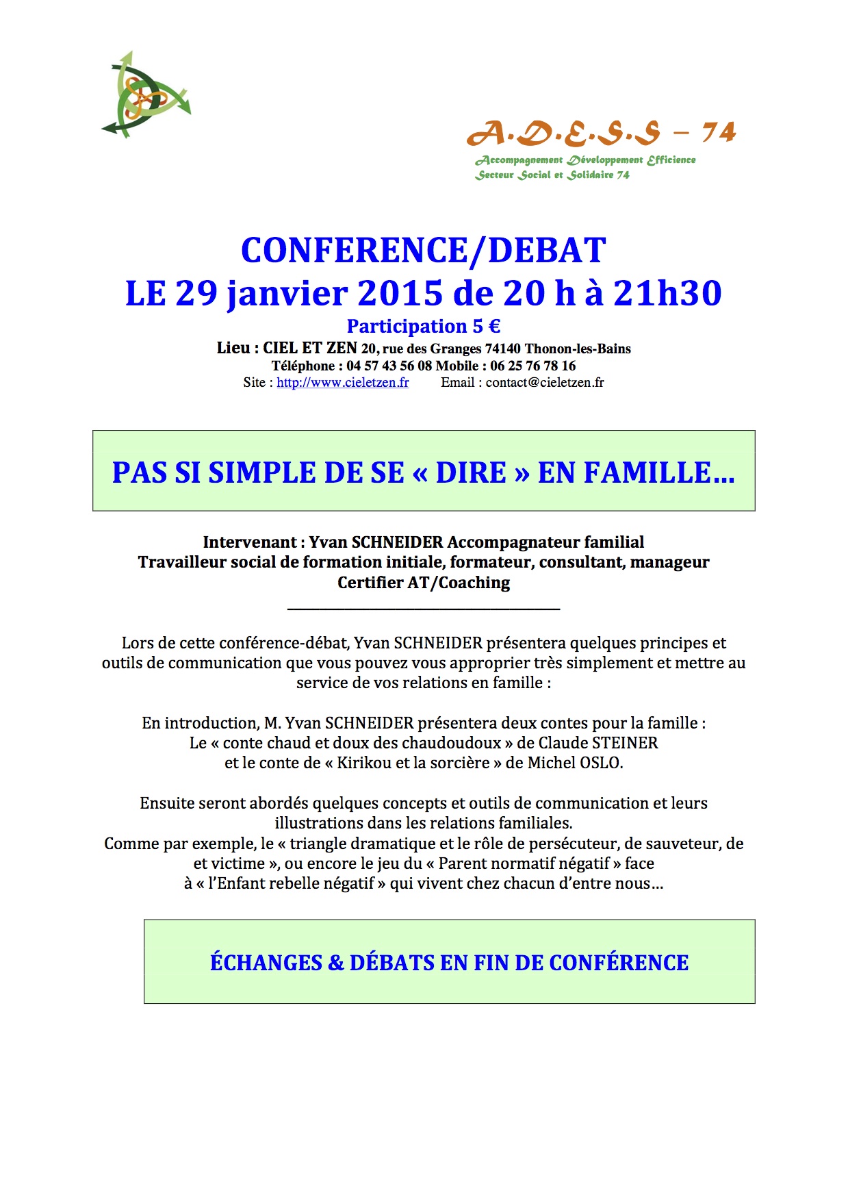 CONFERENCE LE 15 janvier 2015 de 20 h à 21h30 4
