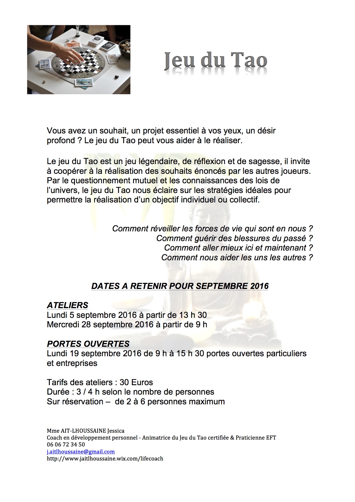 Flyer Tao Ciel et zen 2 ateliers 