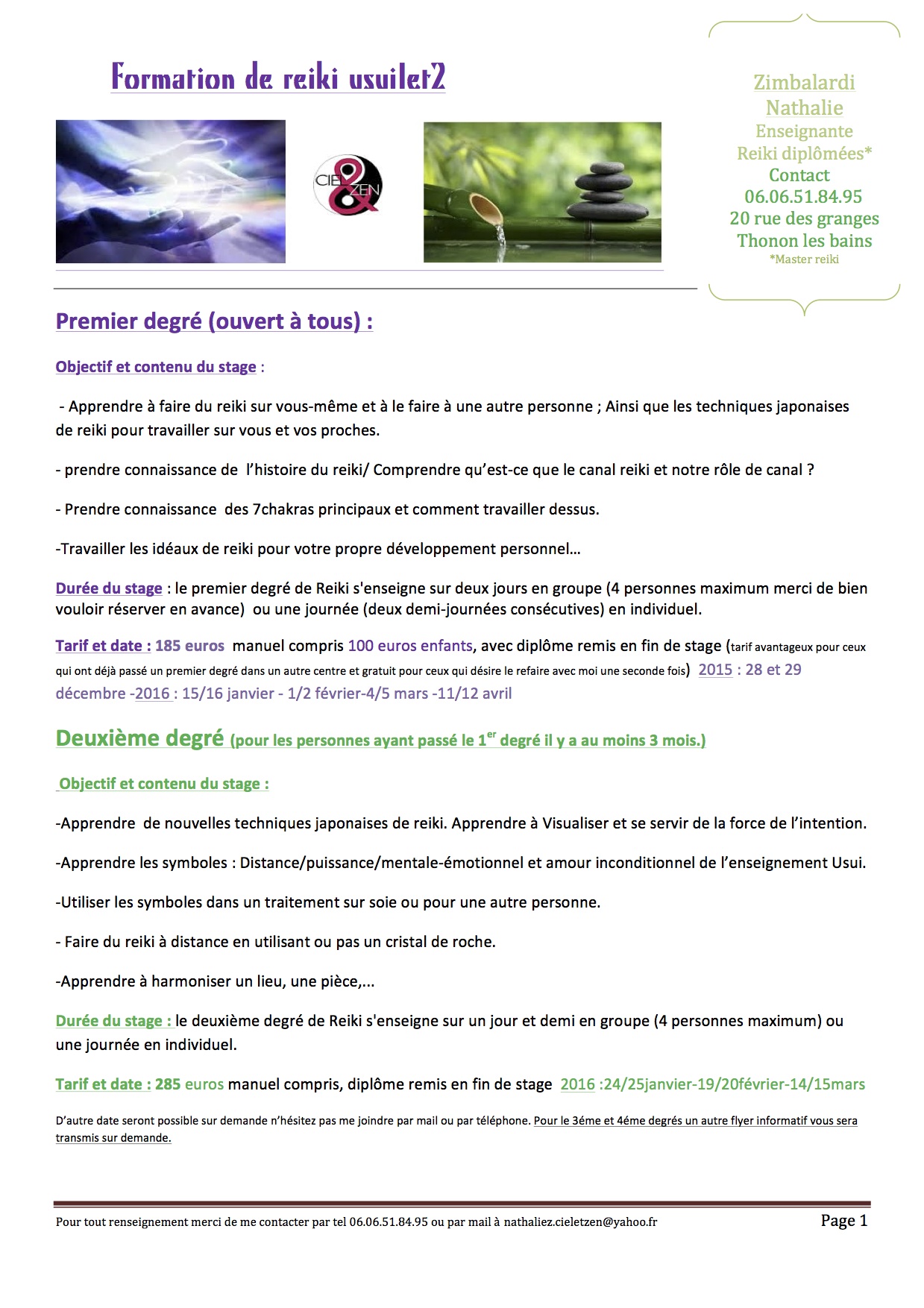 Formation de reiki usui nathalie