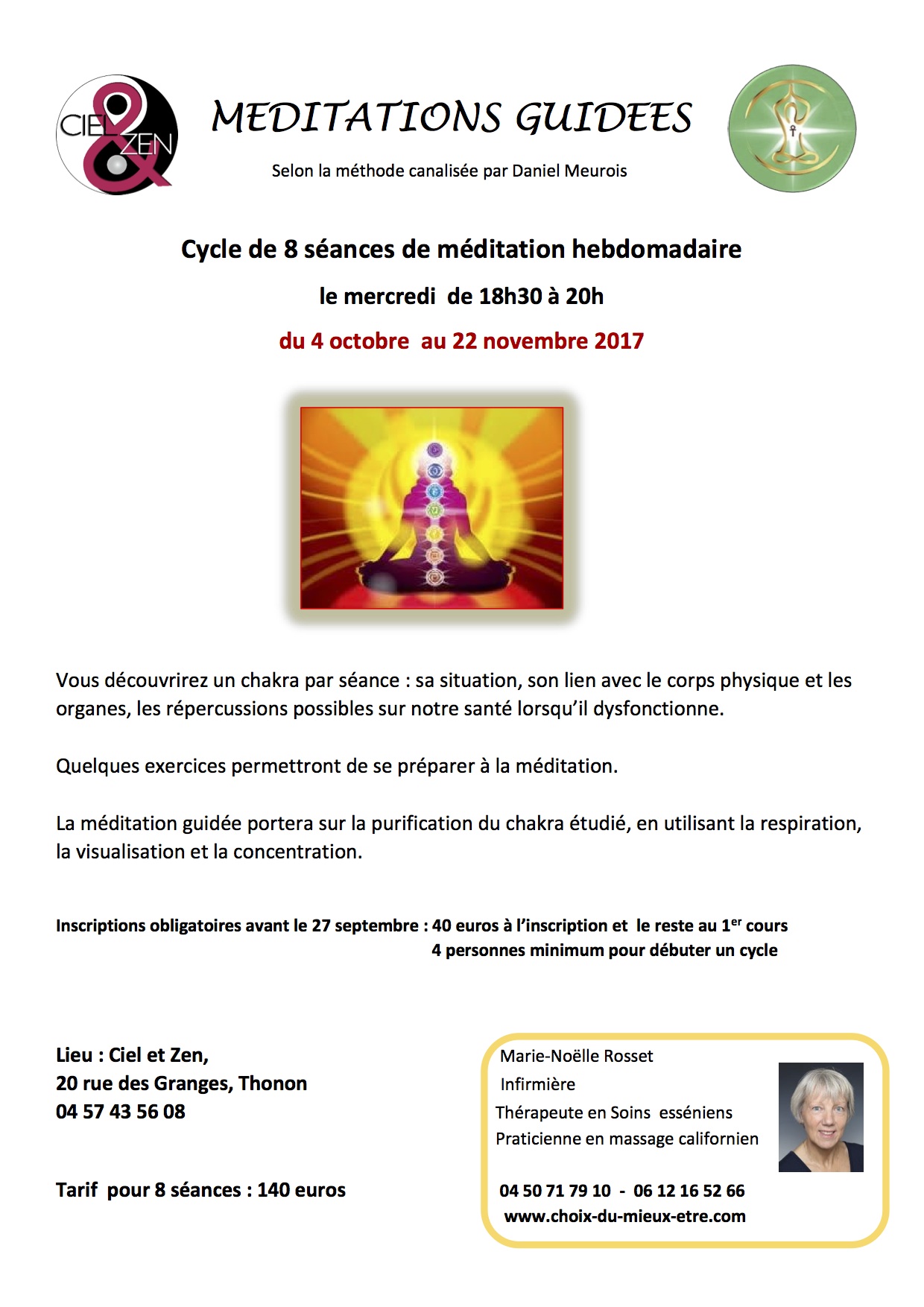 MEDITATIONS GUIDEES CYCLE automne 2017